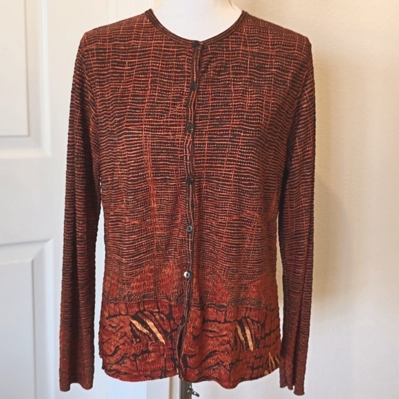 🍃 Pleat Pleat by Rafael cardigan sweater top Sz M - Picture 1 of 8
